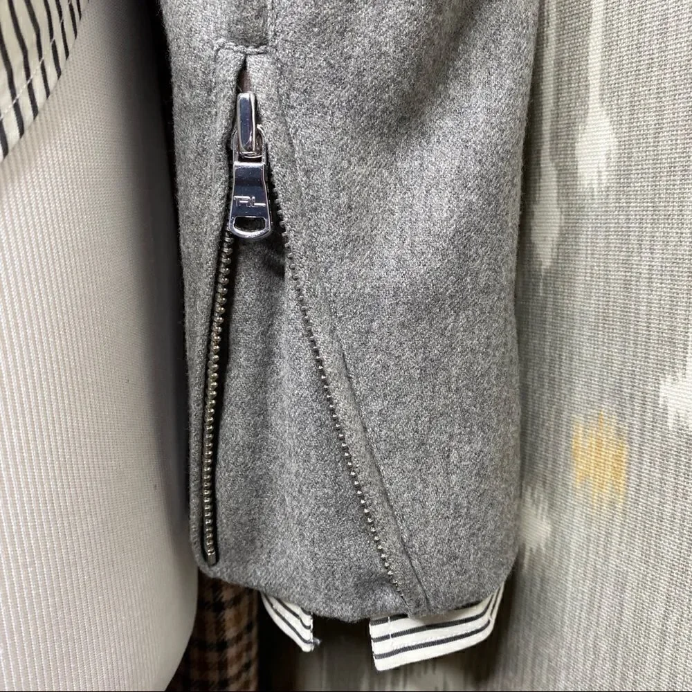 Ralph Lauren Grey Cashmere Blend Moto Jacket - Picture 9 of 16